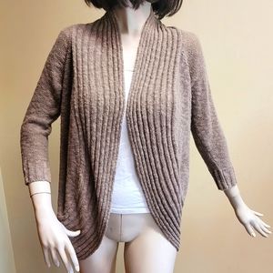 AB Studio Shawl Collar Cardigan in Oatmeal Color, Size Small